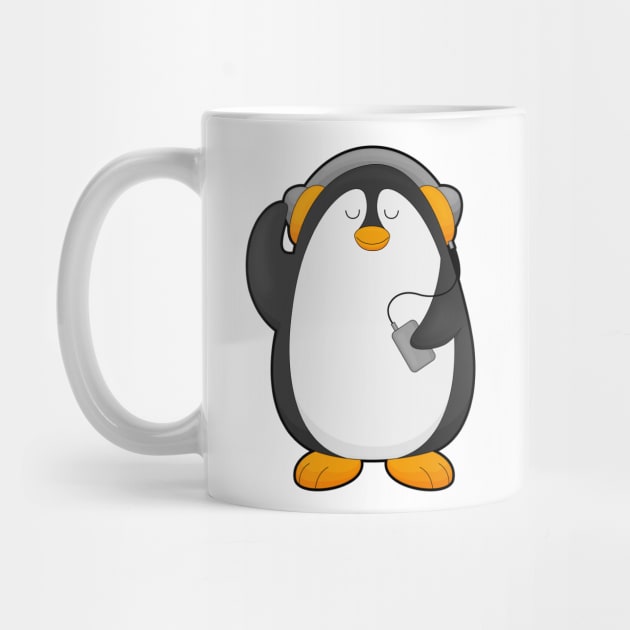 Penguin & Mobile phone with Headset by Markus Schnabel